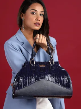 Ana Croco Finish Blue Handbag | Modern Myth