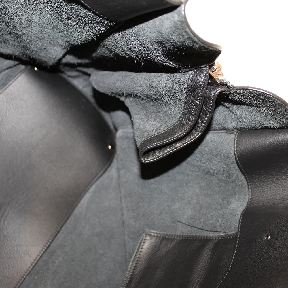 Authentic Balenciaga Black Calfskin Leather Papier Ledger Zip Around Bag