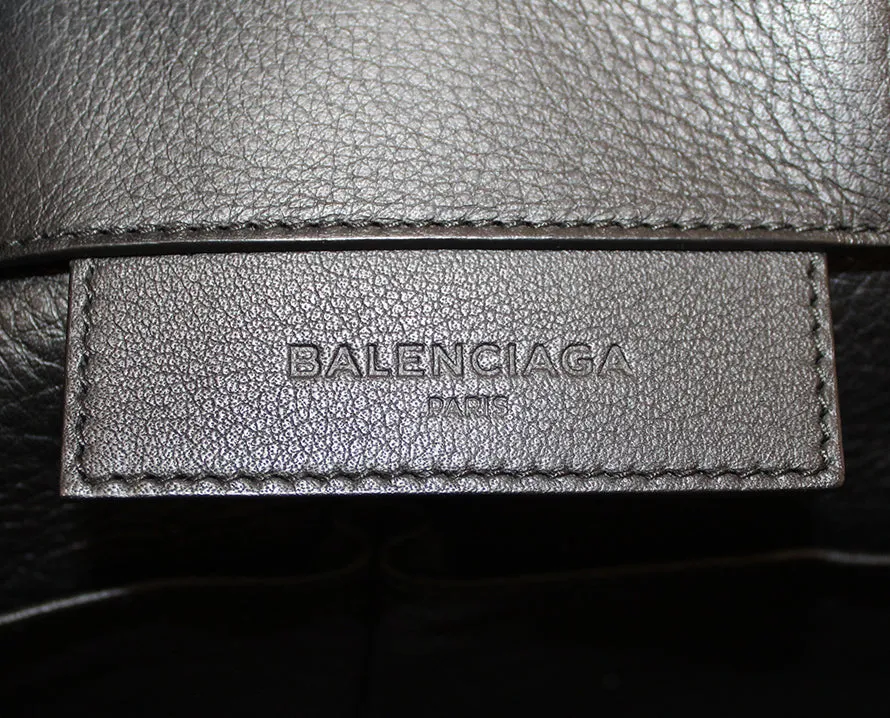 Authentic Balenciaga Black Calfskin Leather Papier Ledger Zip Around Bag