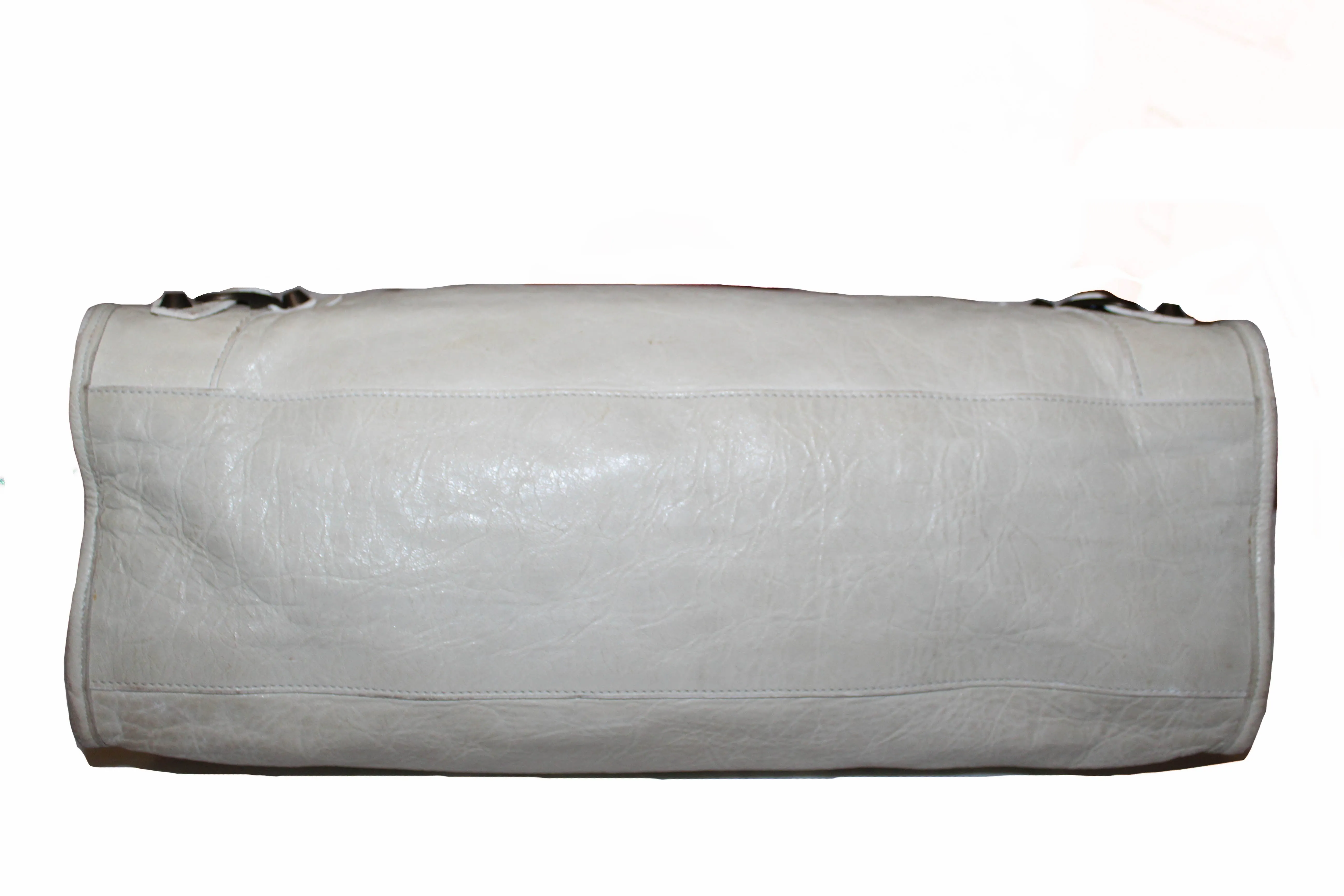 Authentic Balenciaga Ivory Classic City Lambskin Leather Shoulder Bag