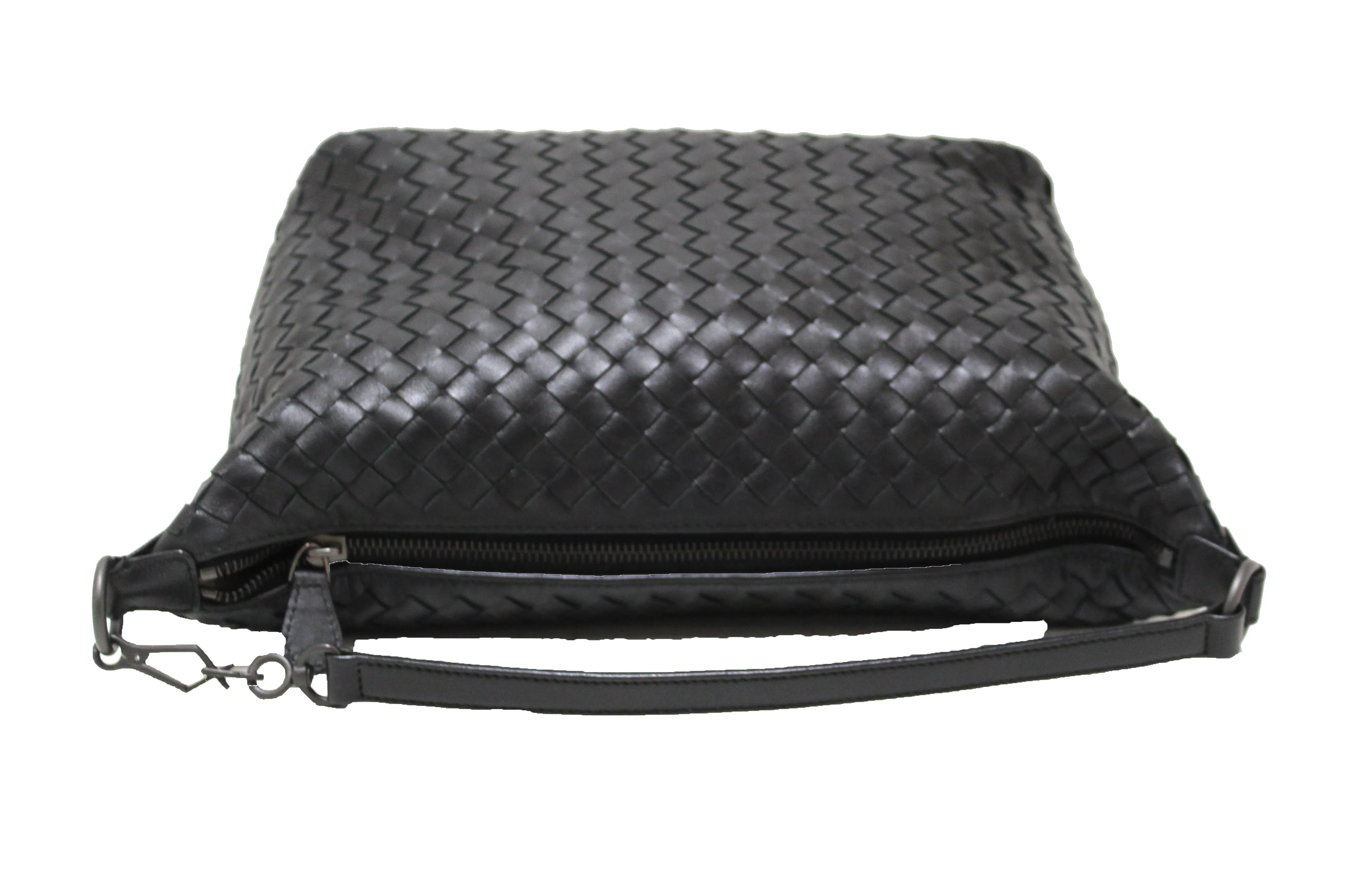 Authentic Bottega Veneta Black Nappa Intrecciato Small Shoulder Bag