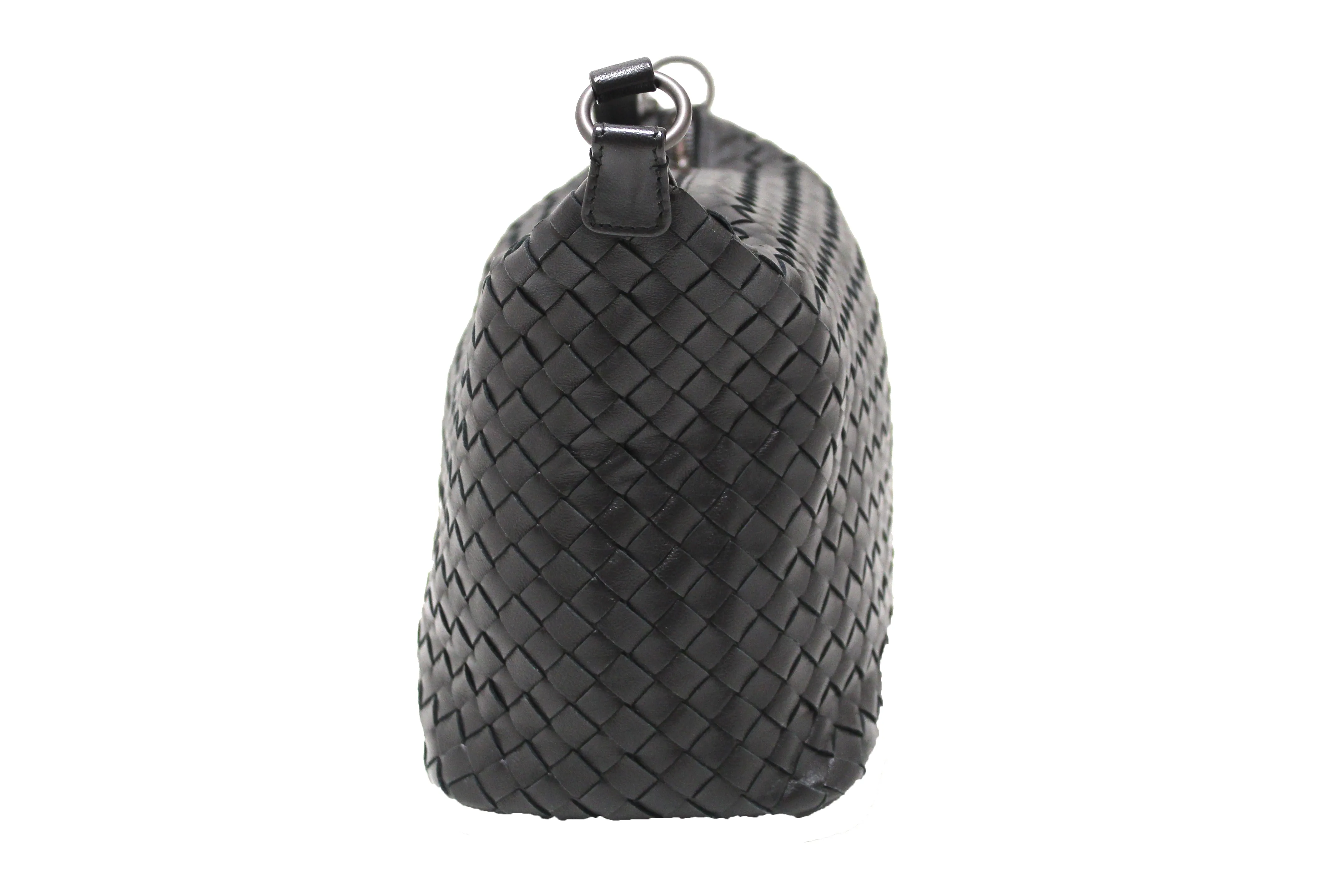 Authentic Bottega Veneta Black Nappa Intrecciato Small Shoulder Bag