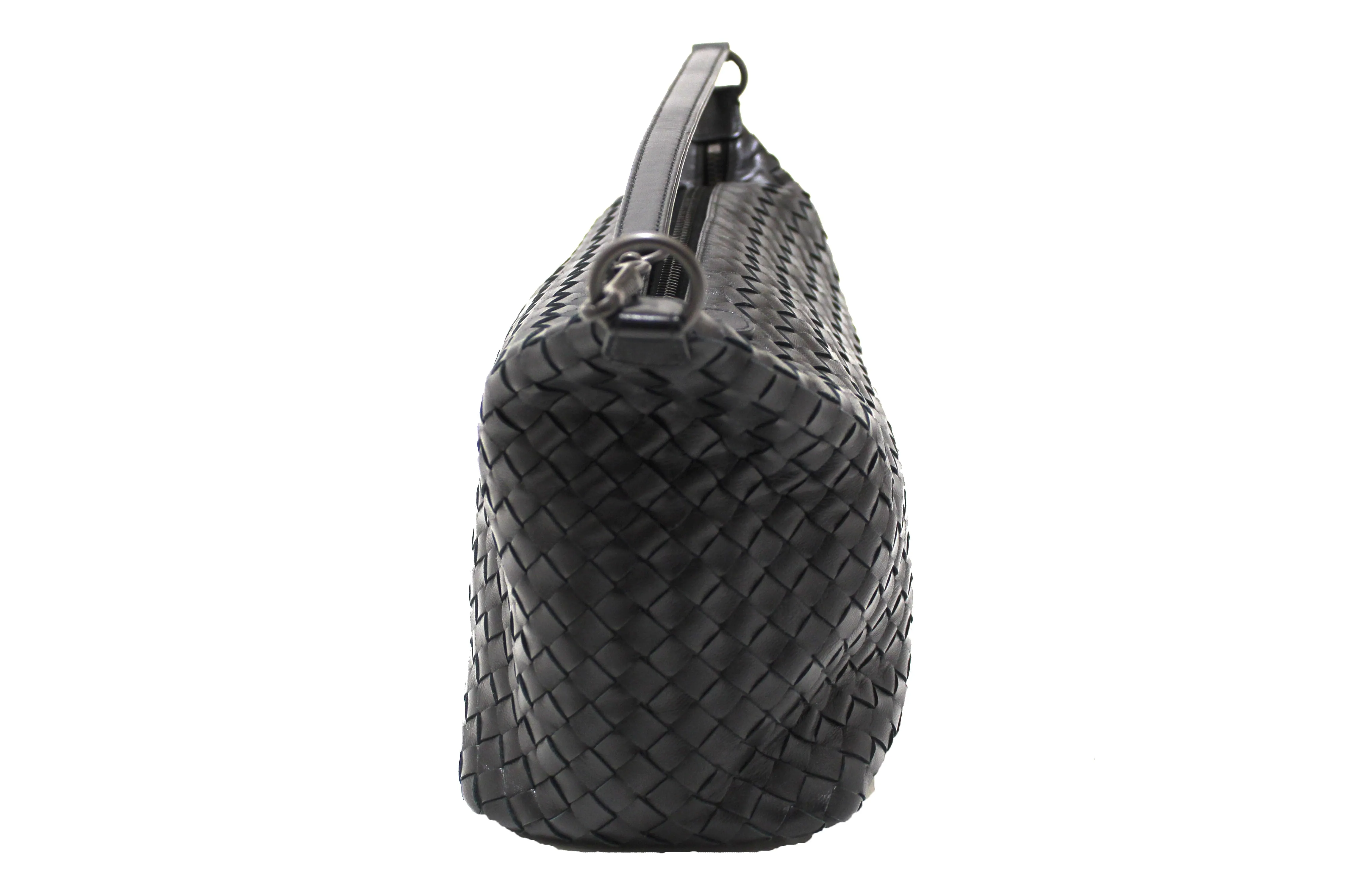 Authentic Bottega Veneta Black Nappa Intrecciato Small Shoulder Bag