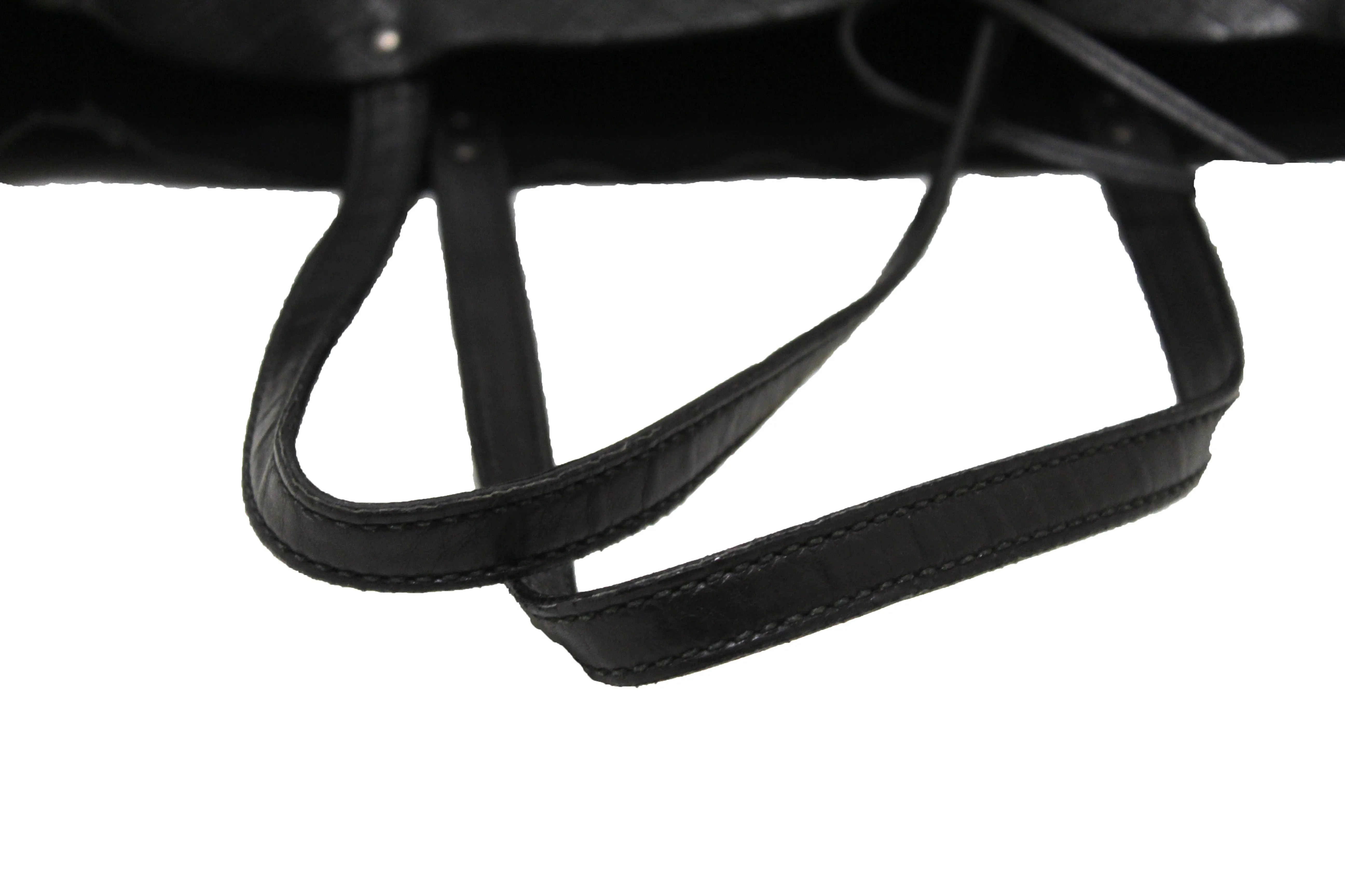 Authentic Bottega Veneta Intrecciato Embossed Black Leather Tote