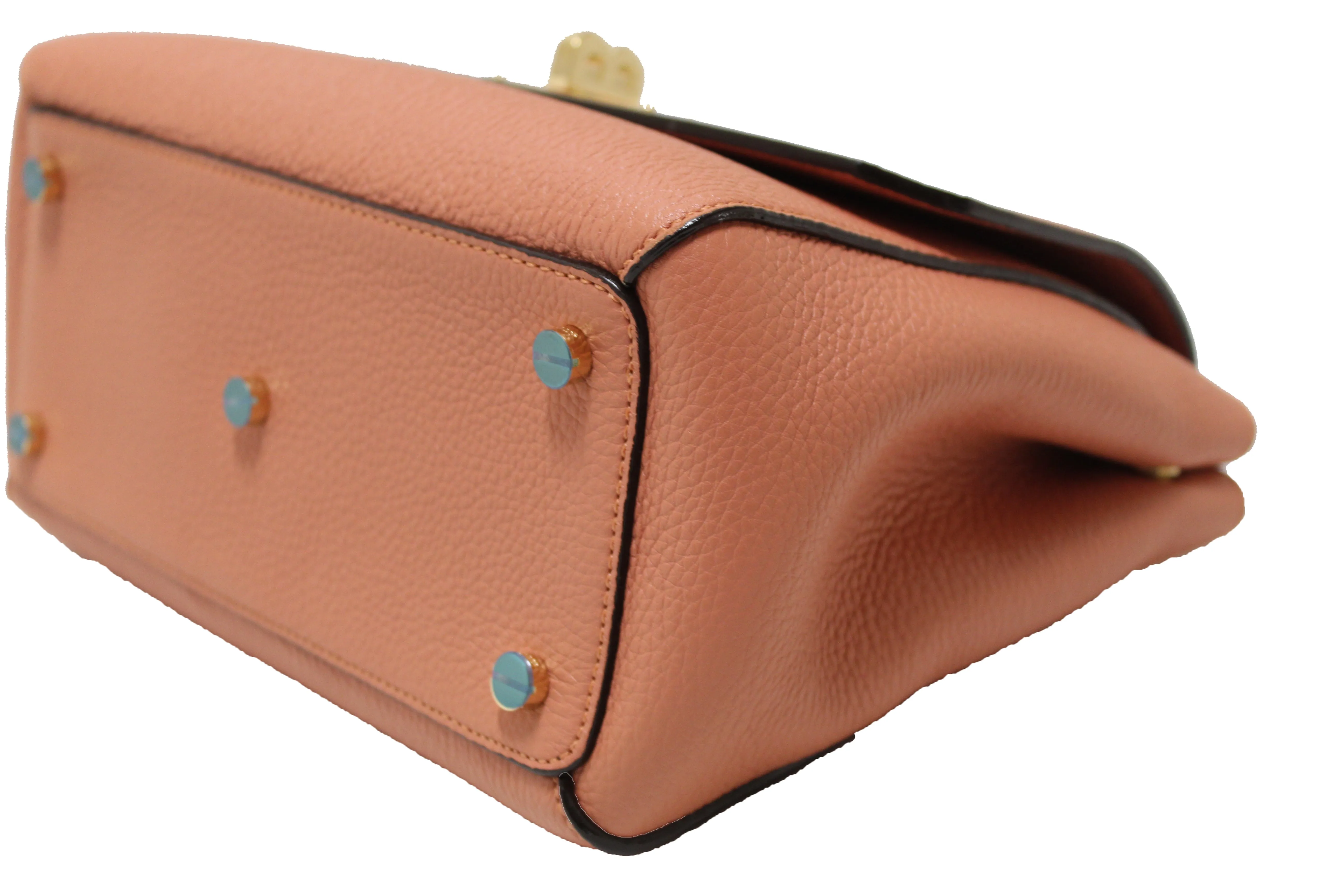 Authentic NEW Bally Pink Rose Leather B Turn Top Handle Bag