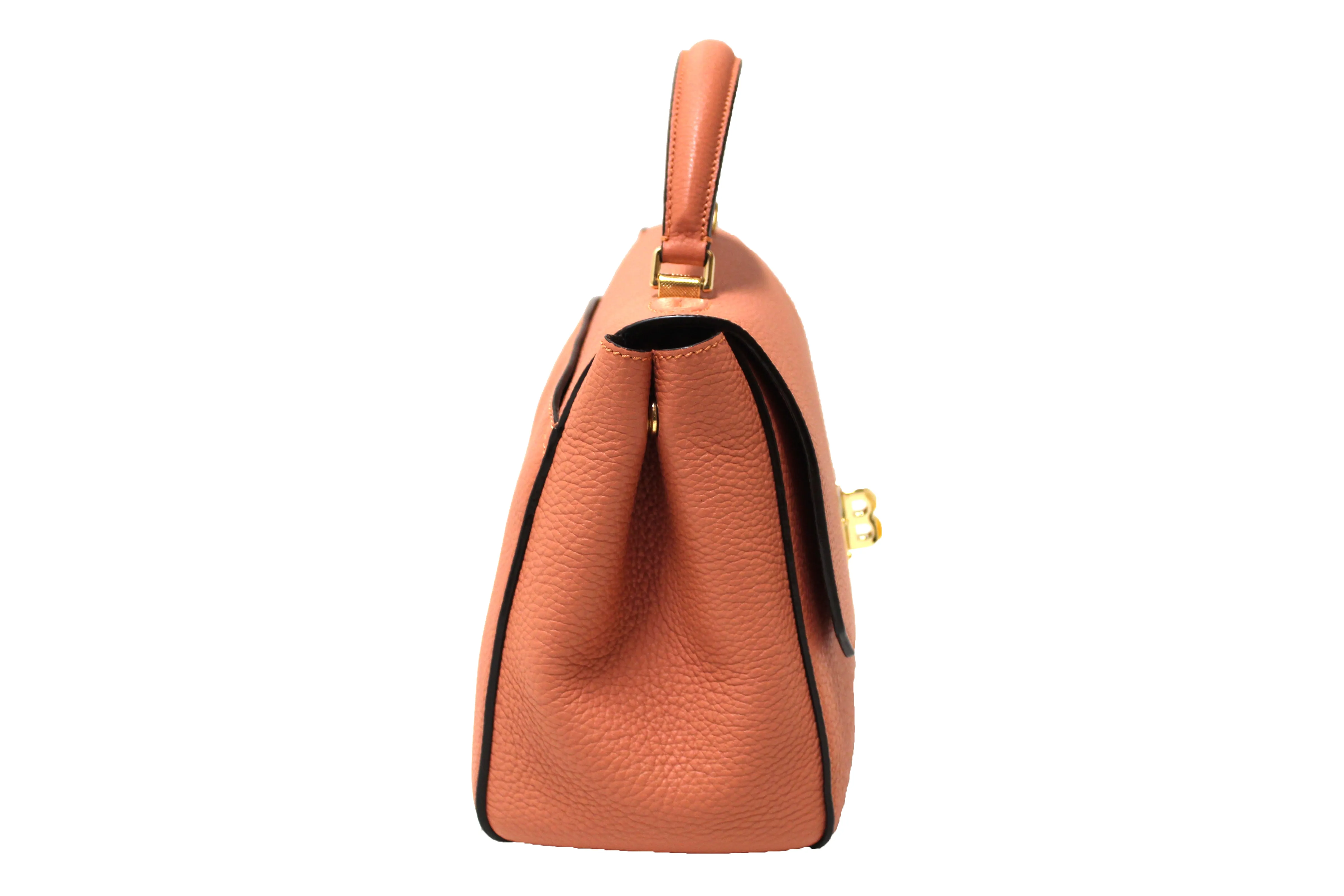 Authentic NEW Bally Pink Rose Leather B Turn Top Handle Bag