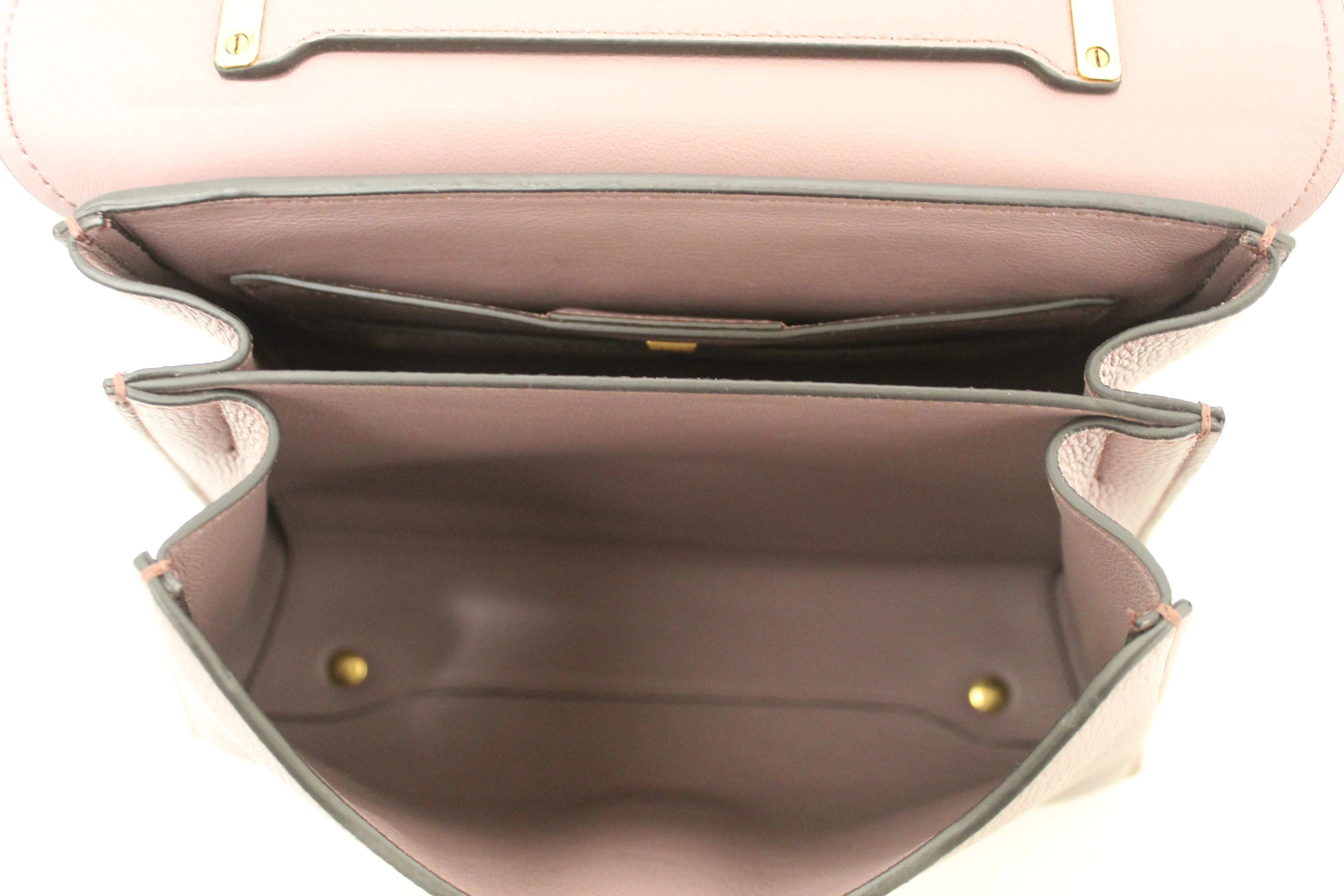 Authentic Salvatore Ferragamo Purple Pebbled Calf Leather Margot Small Top Handle Satchel Bag