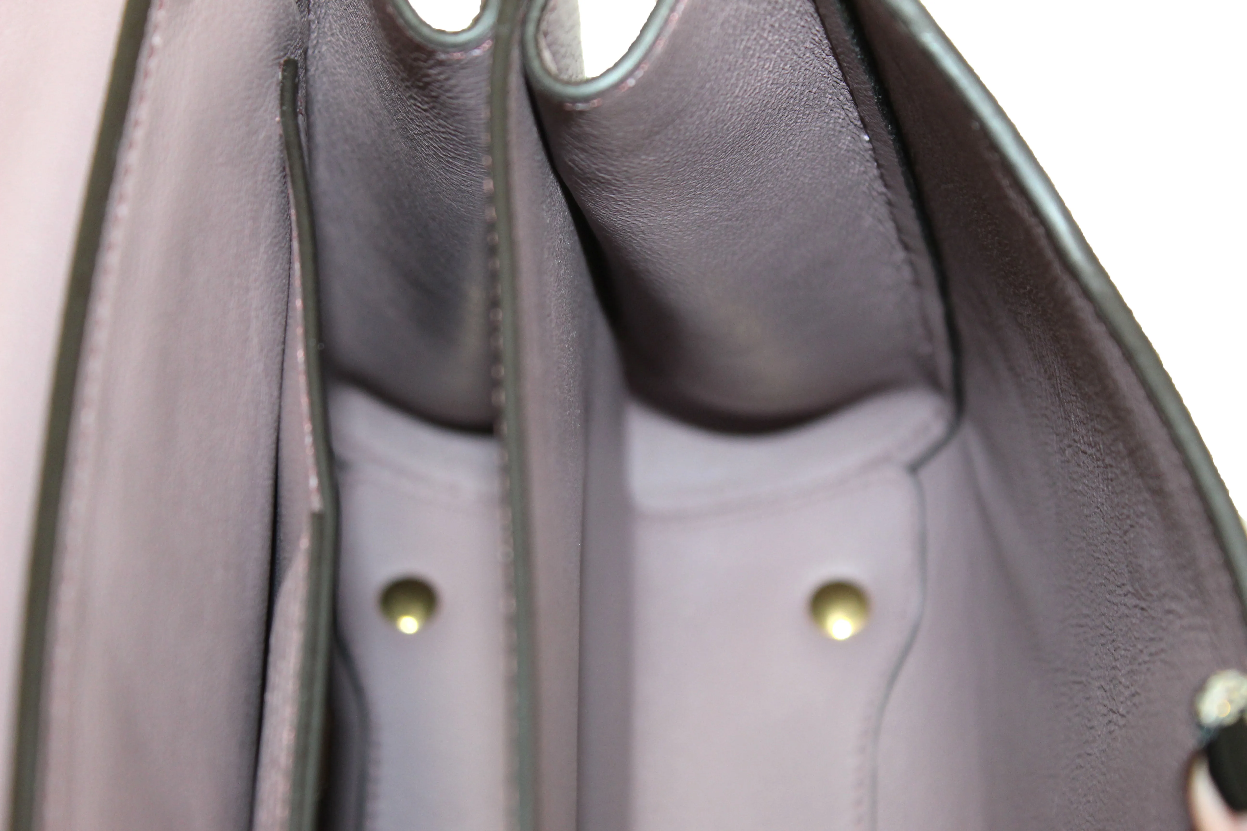 Authentic Salvatore Ferragamo Purple Pebbled Calf Leather Margot Small Top Handle Satchel Bag