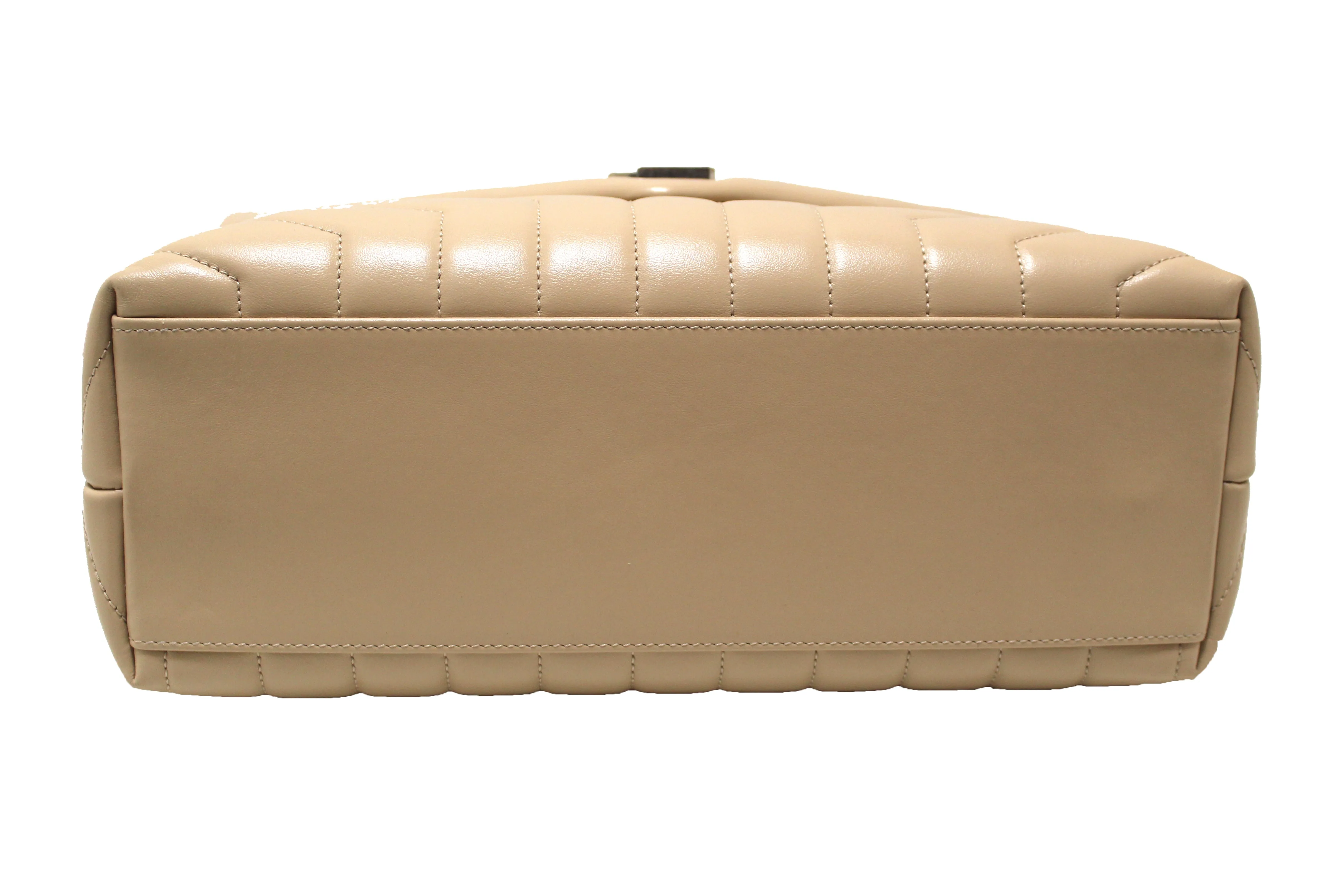 Authentic Yves Saint Laurent Dark Beige Matelasse Y Leather Medium LouLou Bag