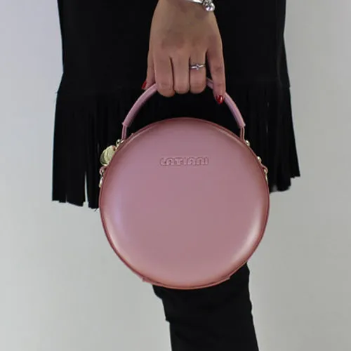Black Leather Circle Crossbody Bag - Stylish Round Purse