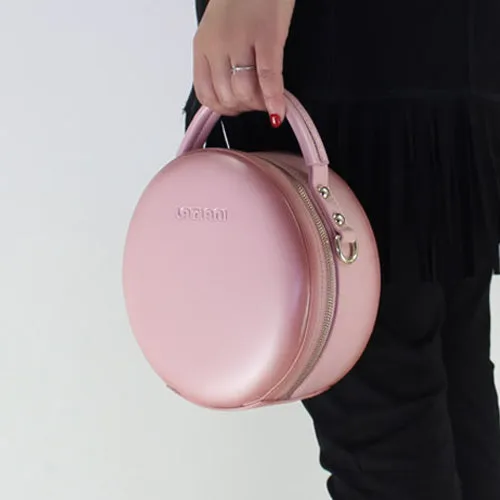 Black Leather Circle Crossbody Bag - Stylish Round Purse