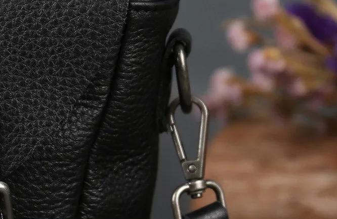 Black Leather Crossbody Satchel Shoulder Handbags For Women