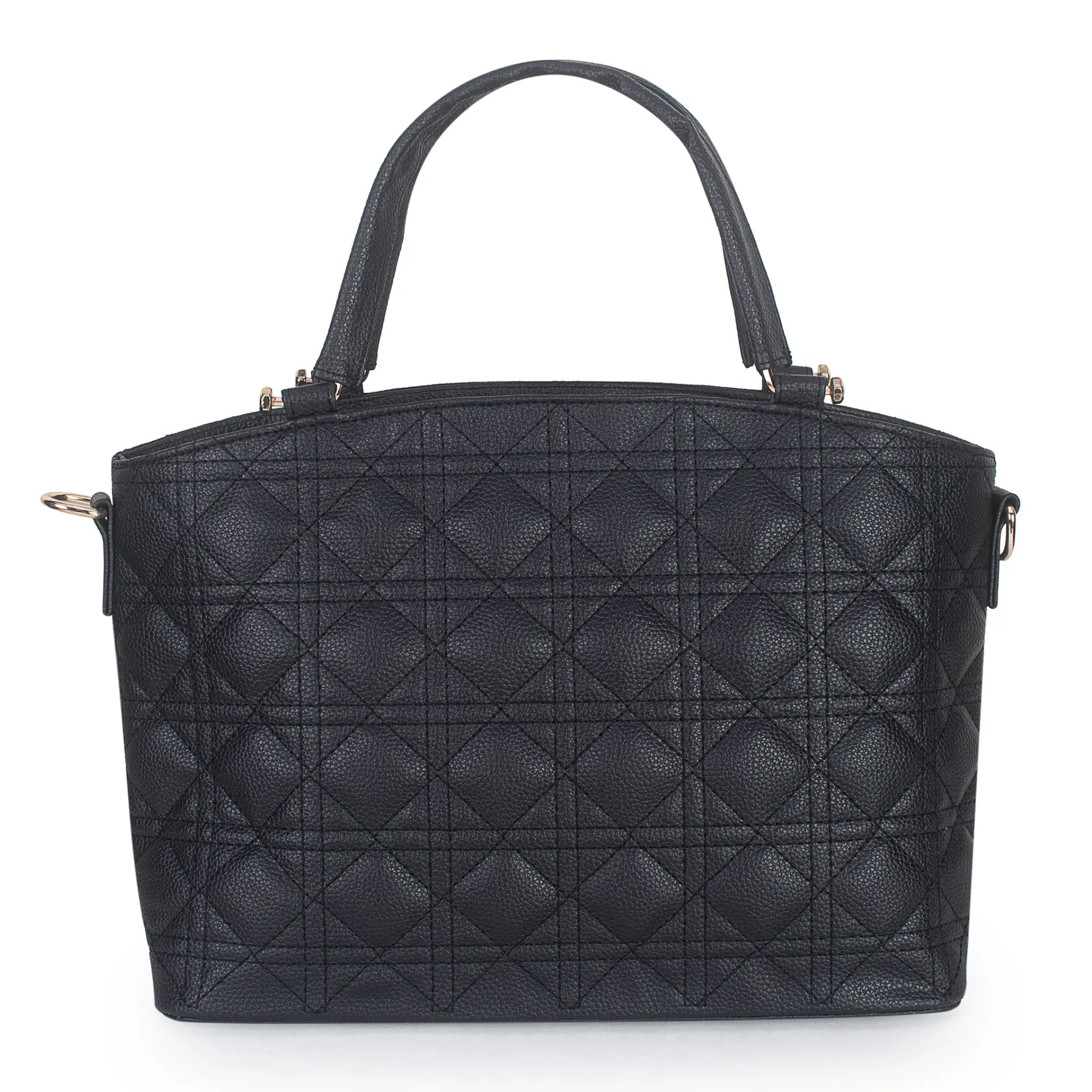Black Spacious Quilted Hand Bag