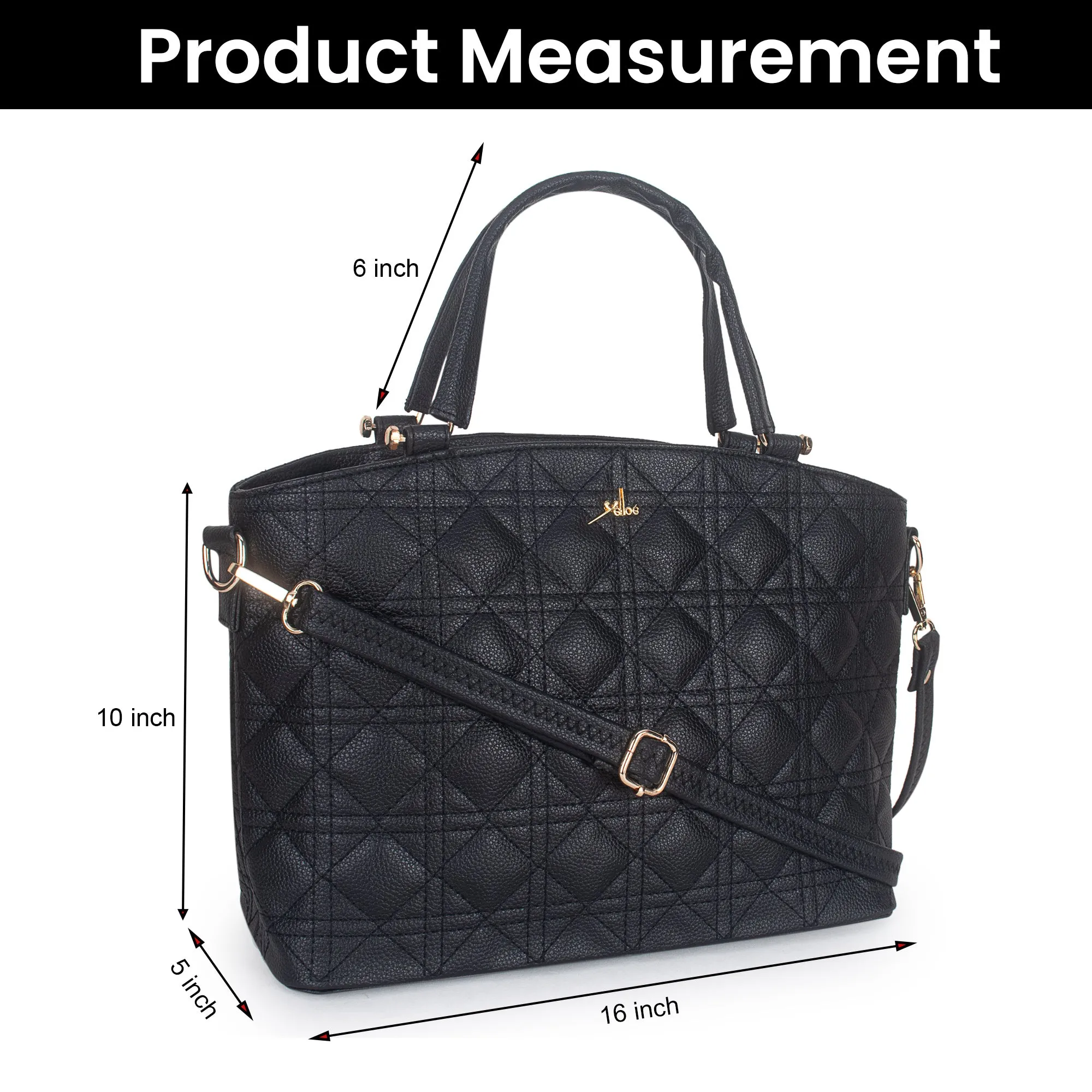 Black Spacious Quilted Hand Bag