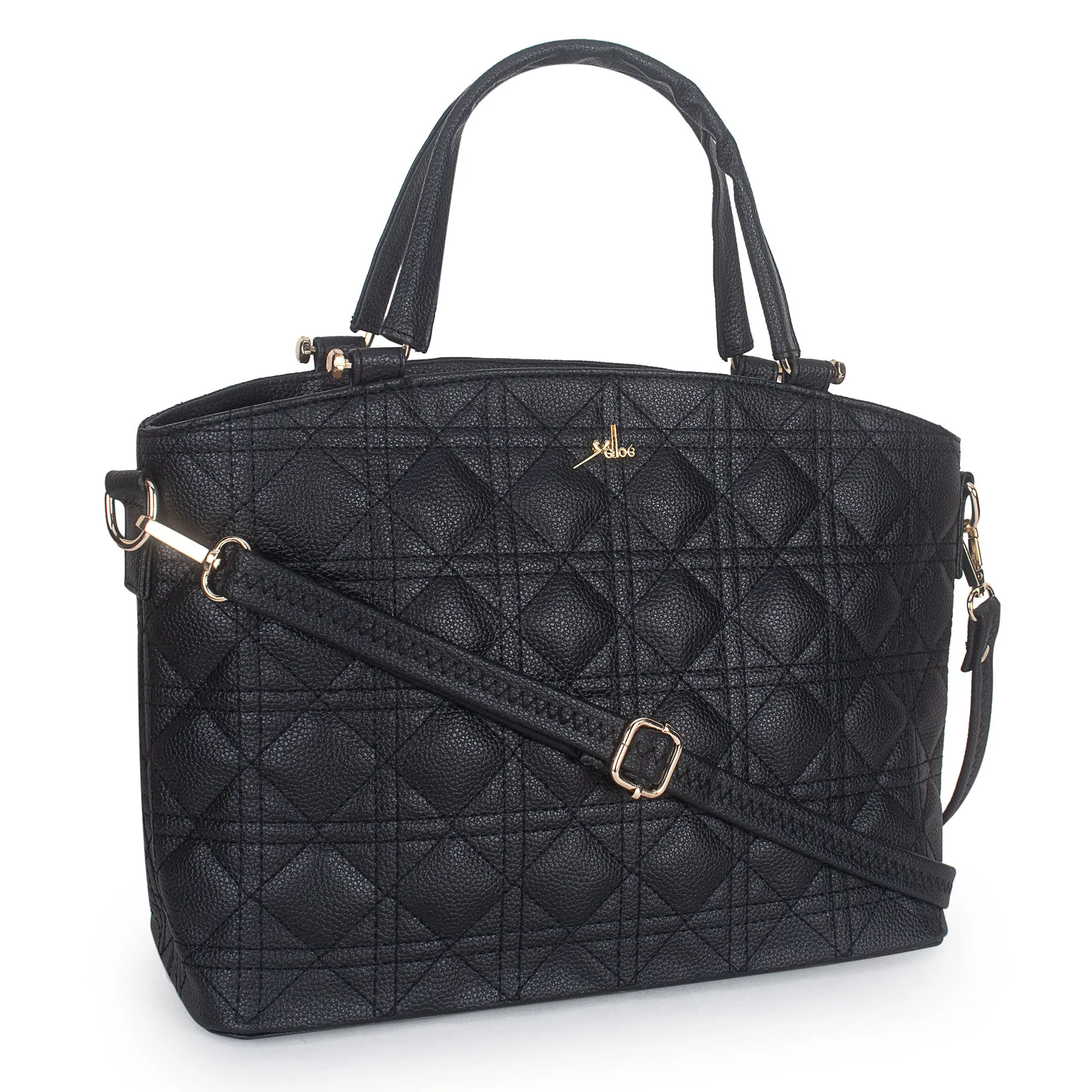 Black Spacious Quilted Hand Bag