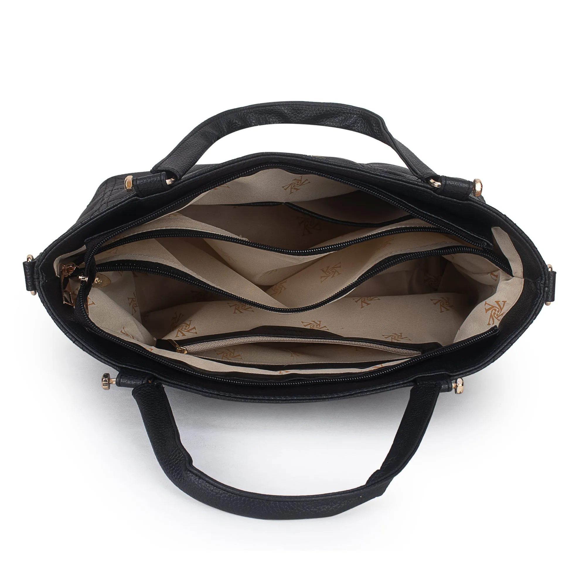 Black Spacious Quilted Hand Bag