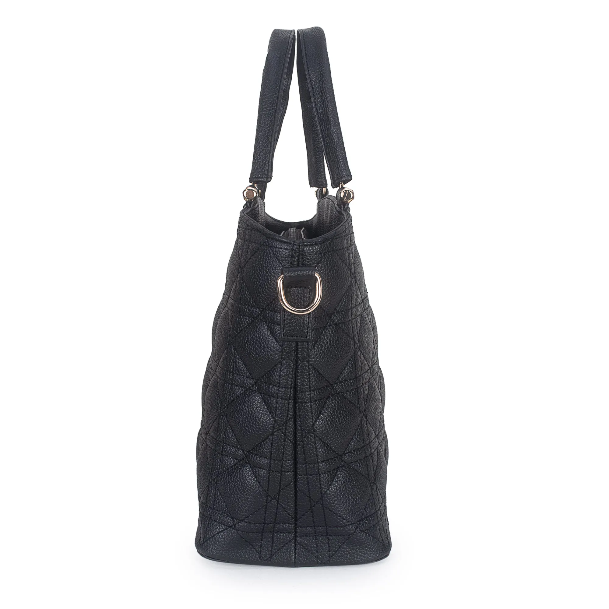 Black Spacious Quilted Hand Bag