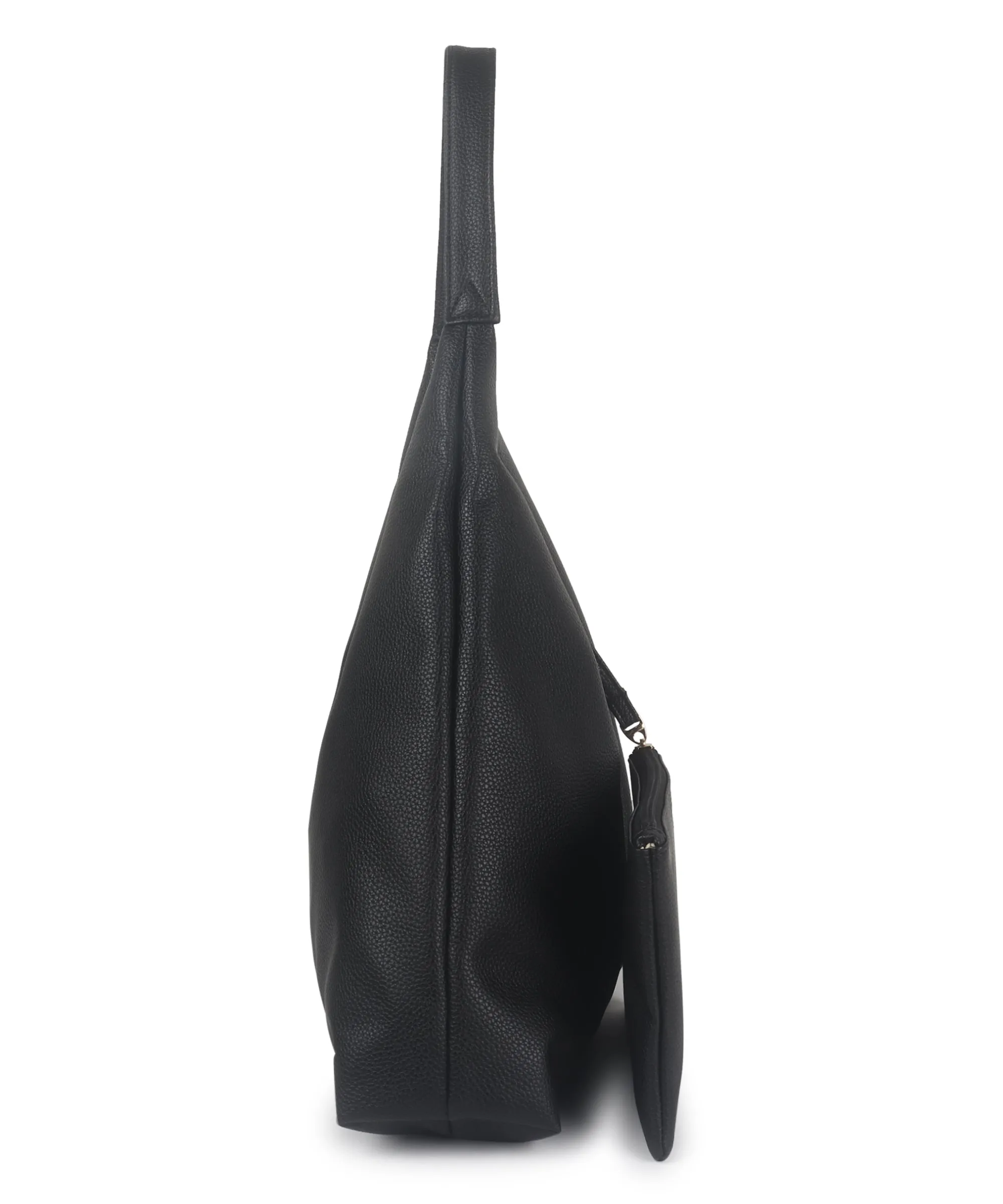 Black Synthetic Leather Handbag Bag With Hanging Pouch For Women