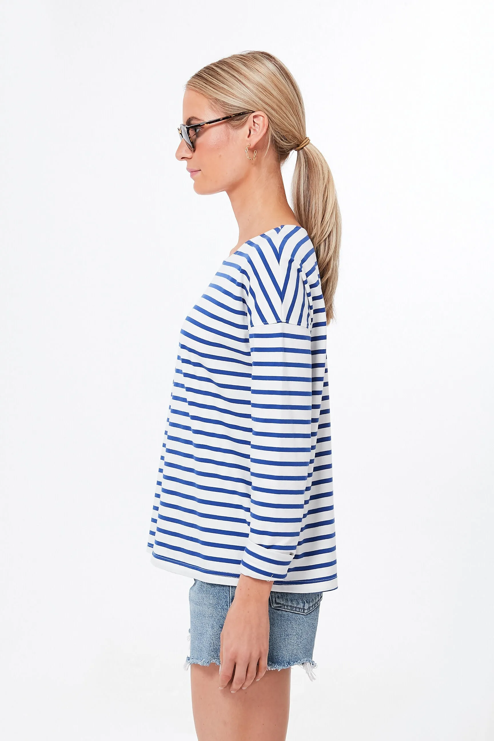 Blue and White Stripe Hayden Tee