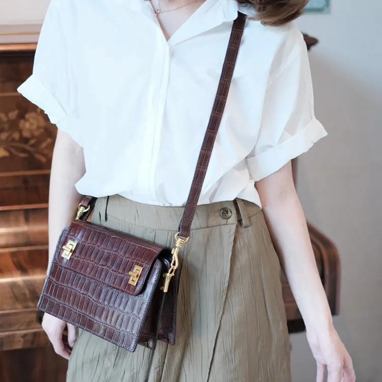 Chic Ladies Brown Leather Crossbody Purse Cross Shoulder Bag