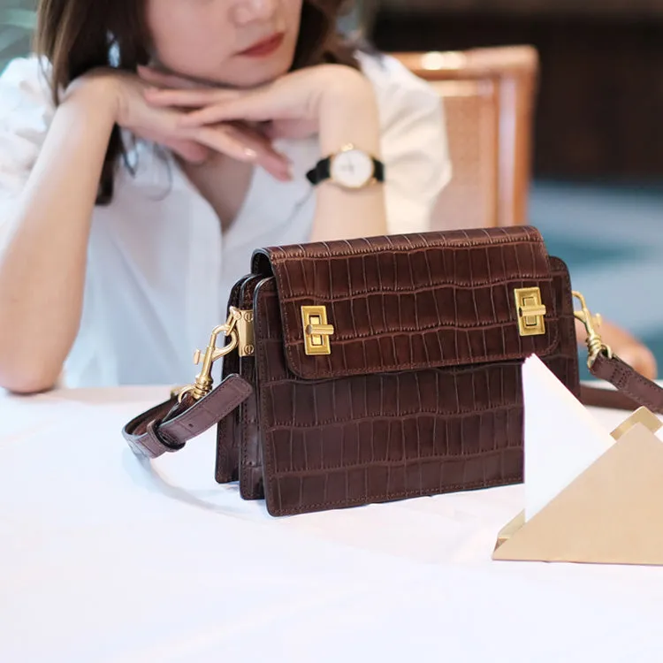 Chic Ladies Brown Leather Crossbody Purse Cross Shoulder Bag
