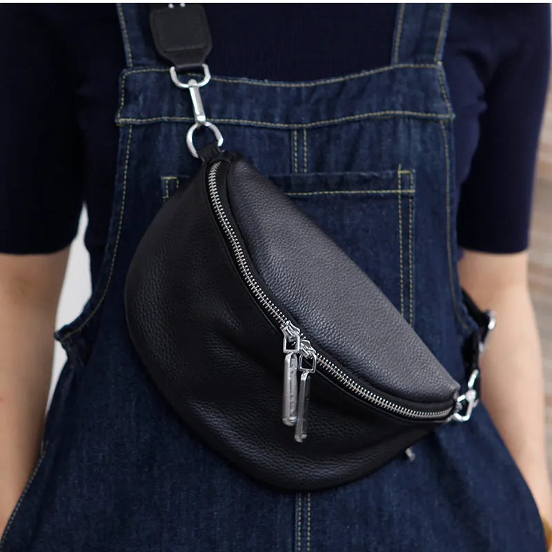 Chic Women's Crossbody Chest Bag Leather Sling Pack For Women