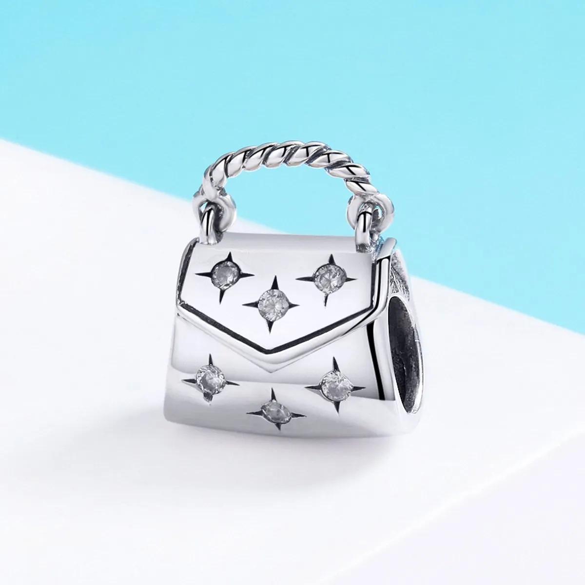 Clear CZ Women Handbag Bead Charm