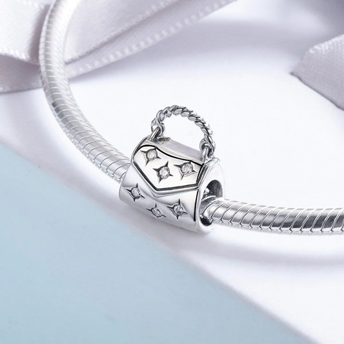 Clear CZ Women Handbag Bead Charm