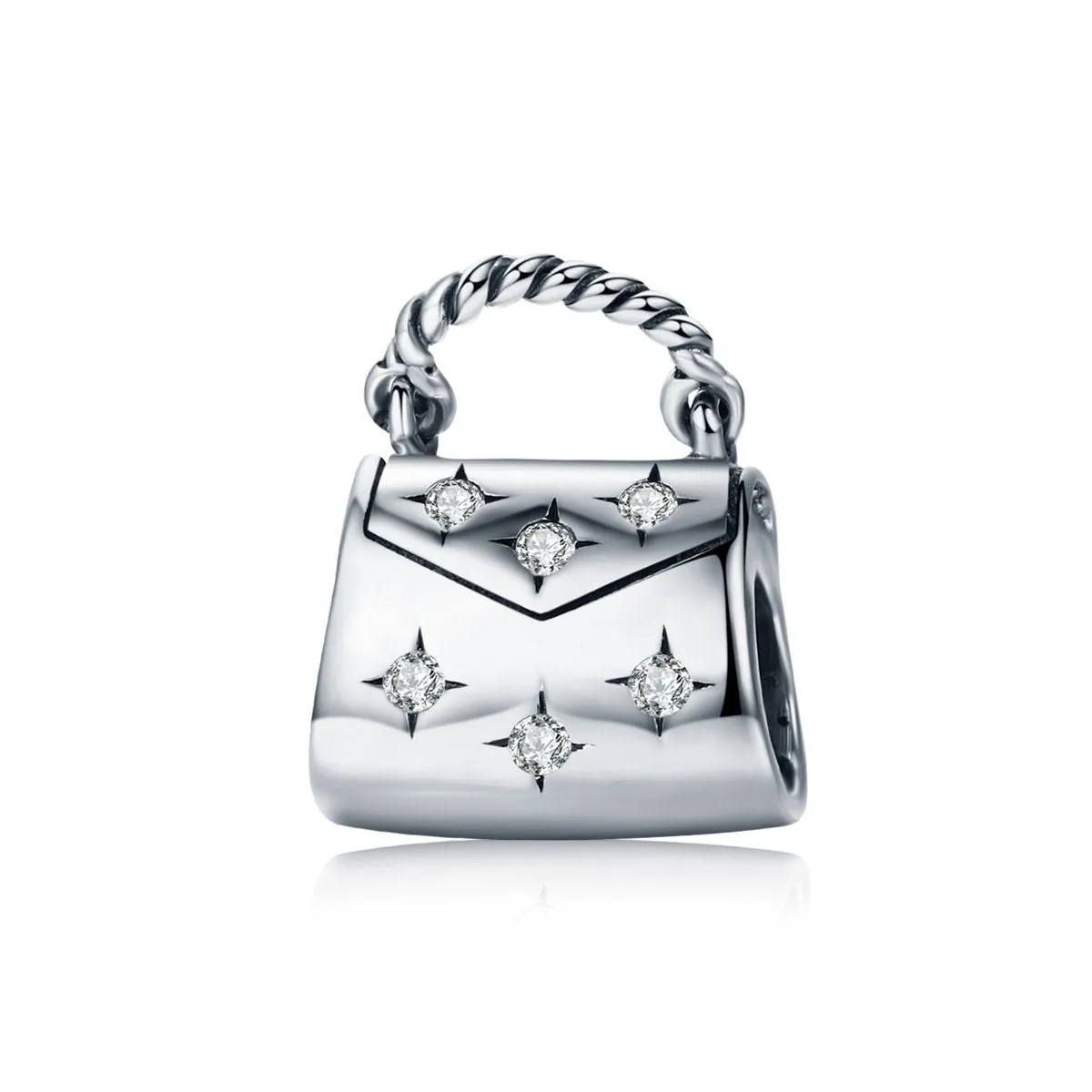 Clear CZ Women Handbag Bead Charm