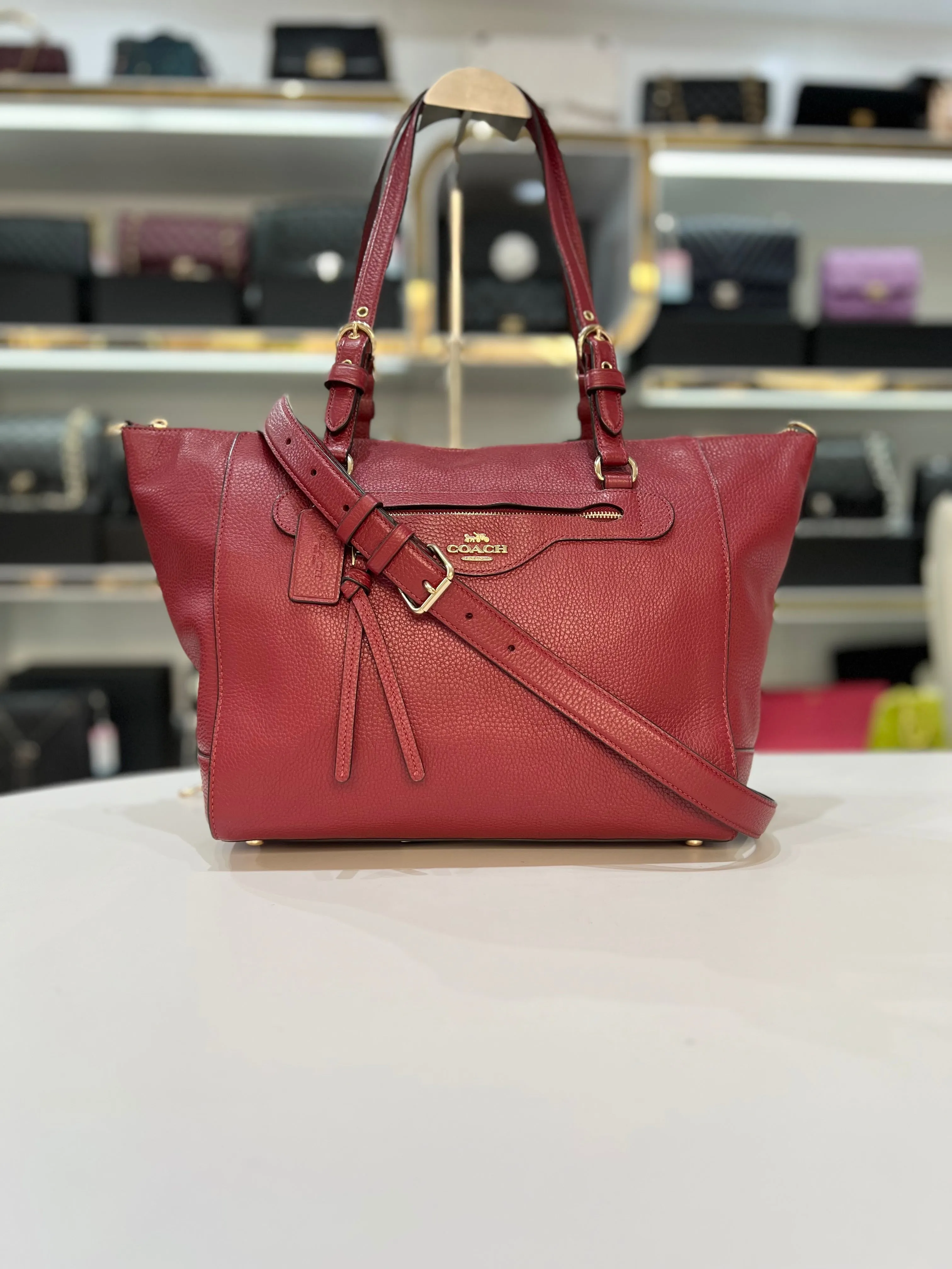 COACH Kleo Carryall Pebbled Leather Lady Handbag