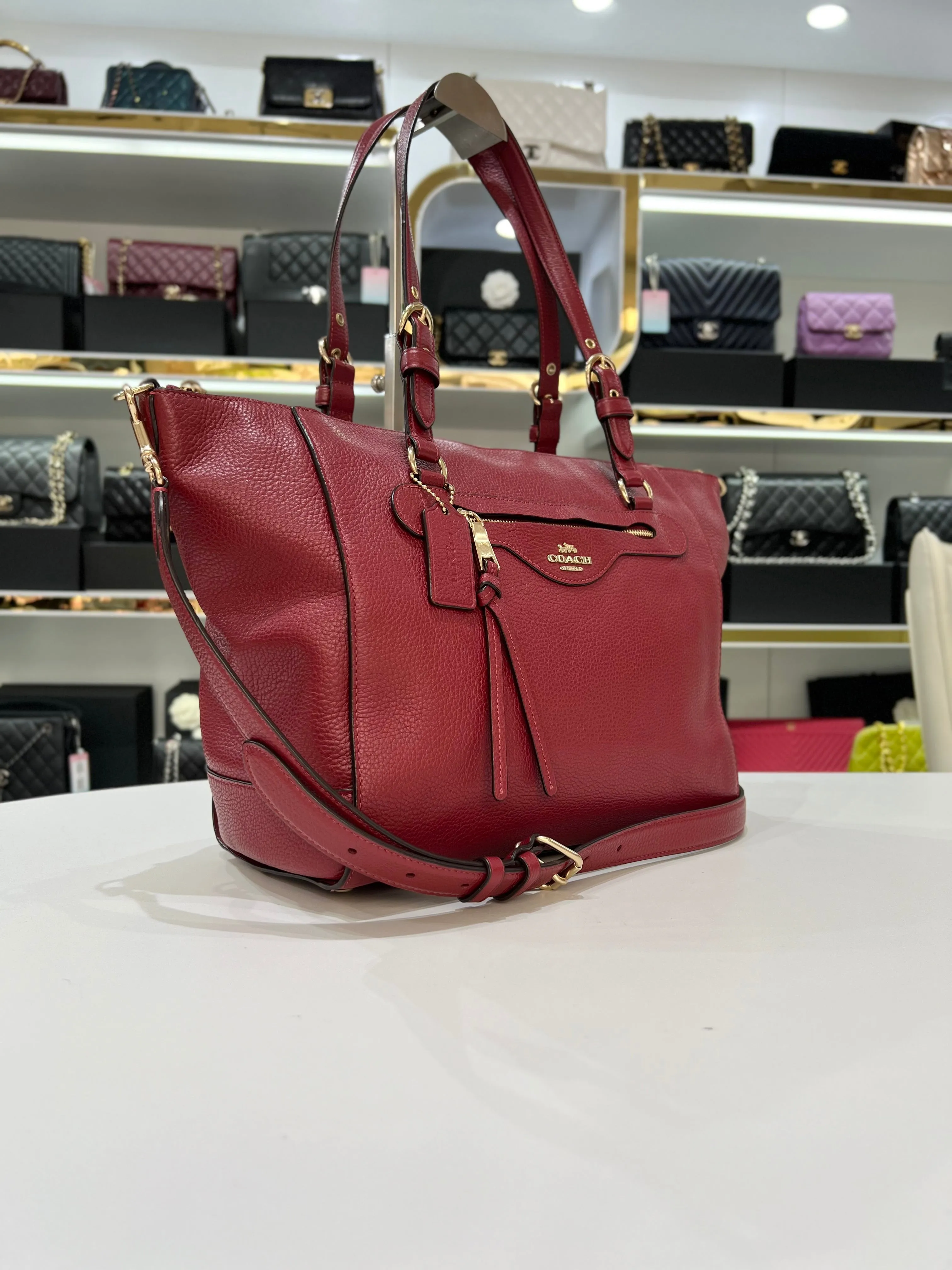 COACH Kleo Carryall Pebbled Leather Lady Handbag