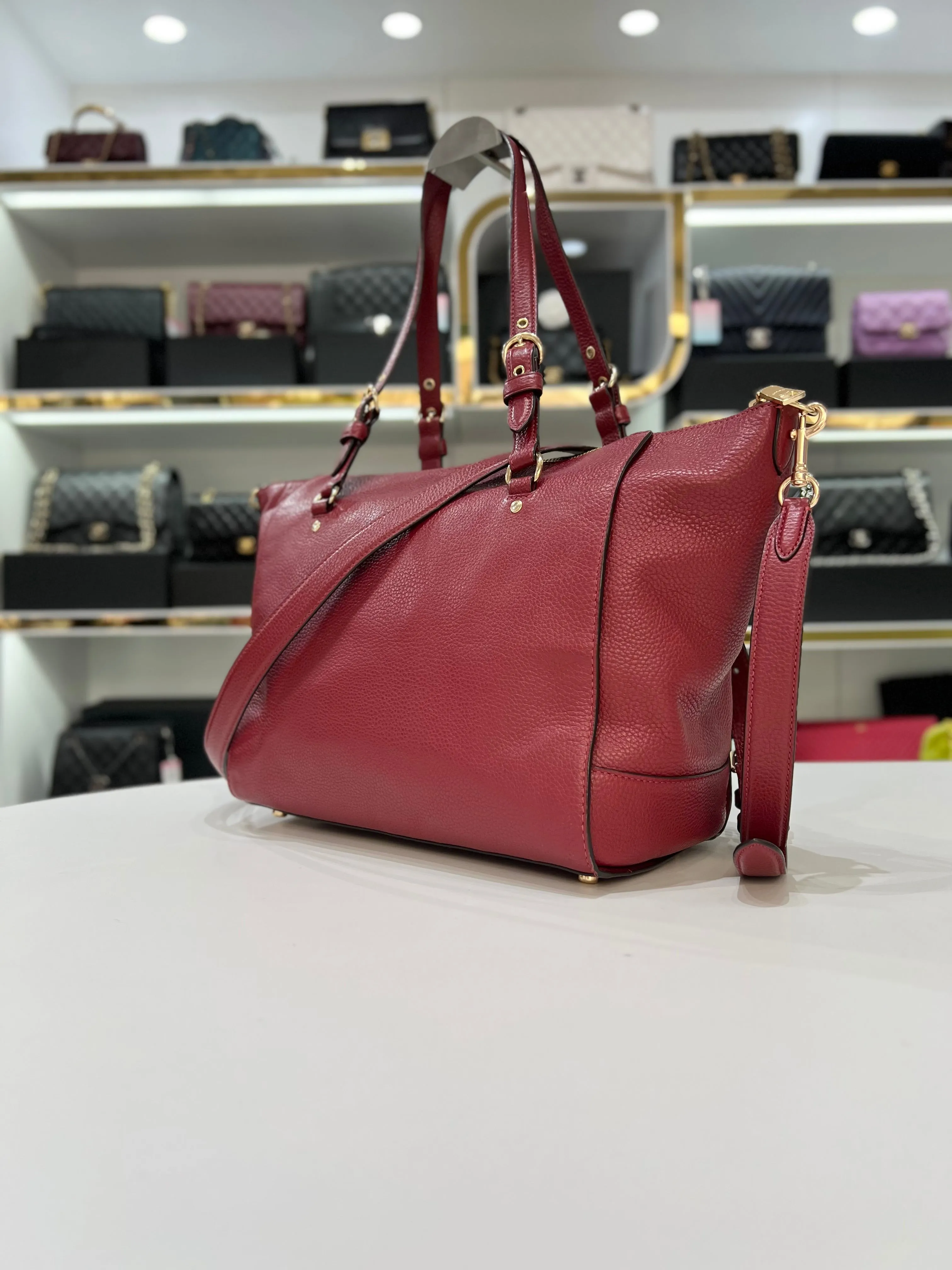 COACH Kleo Carryall Pebbled Leather Lady Handbag