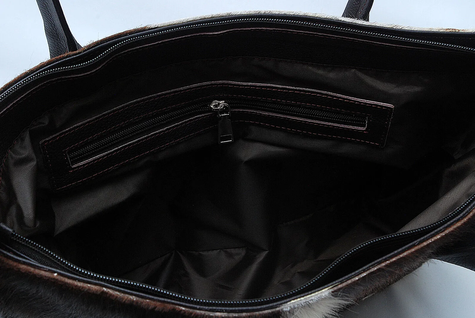 Cowhide hair purse speckled tricolor