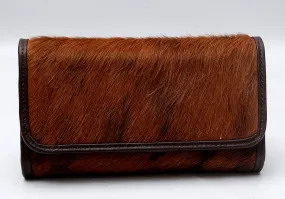 dark brown mini cowhide purse