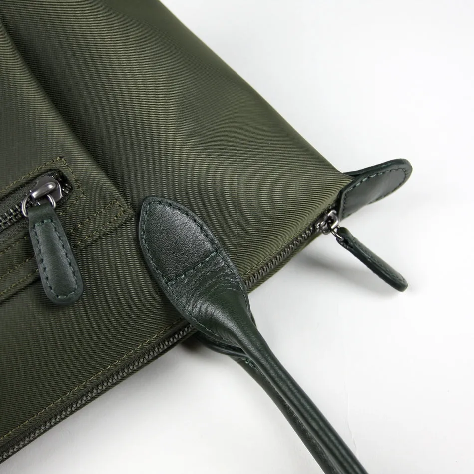 Dark Green Womens Nylon Handbag Womens Nylon Shoulder Handbag Green Nylon Shoulder Purse for Ladies
