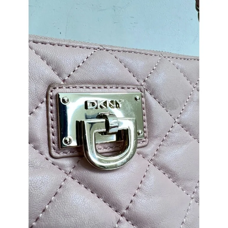 DKNY Quilted Leather Zip Chain Shoulder Bag