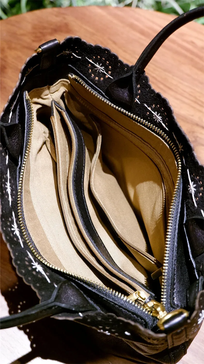 Elegant Womens Leather Shoulder Handbags Black Crossbody Bags For Women