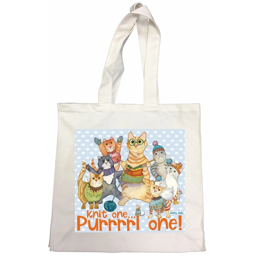 Emma Ball Knit One Purrrrrl One Canvas Bag