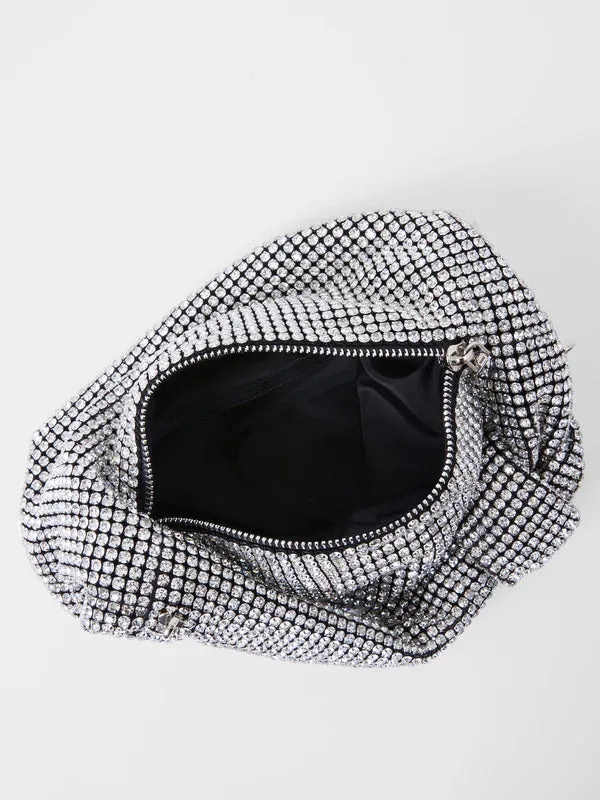 French Connection Diamonte Knot Bag-Silver-SBXAB
