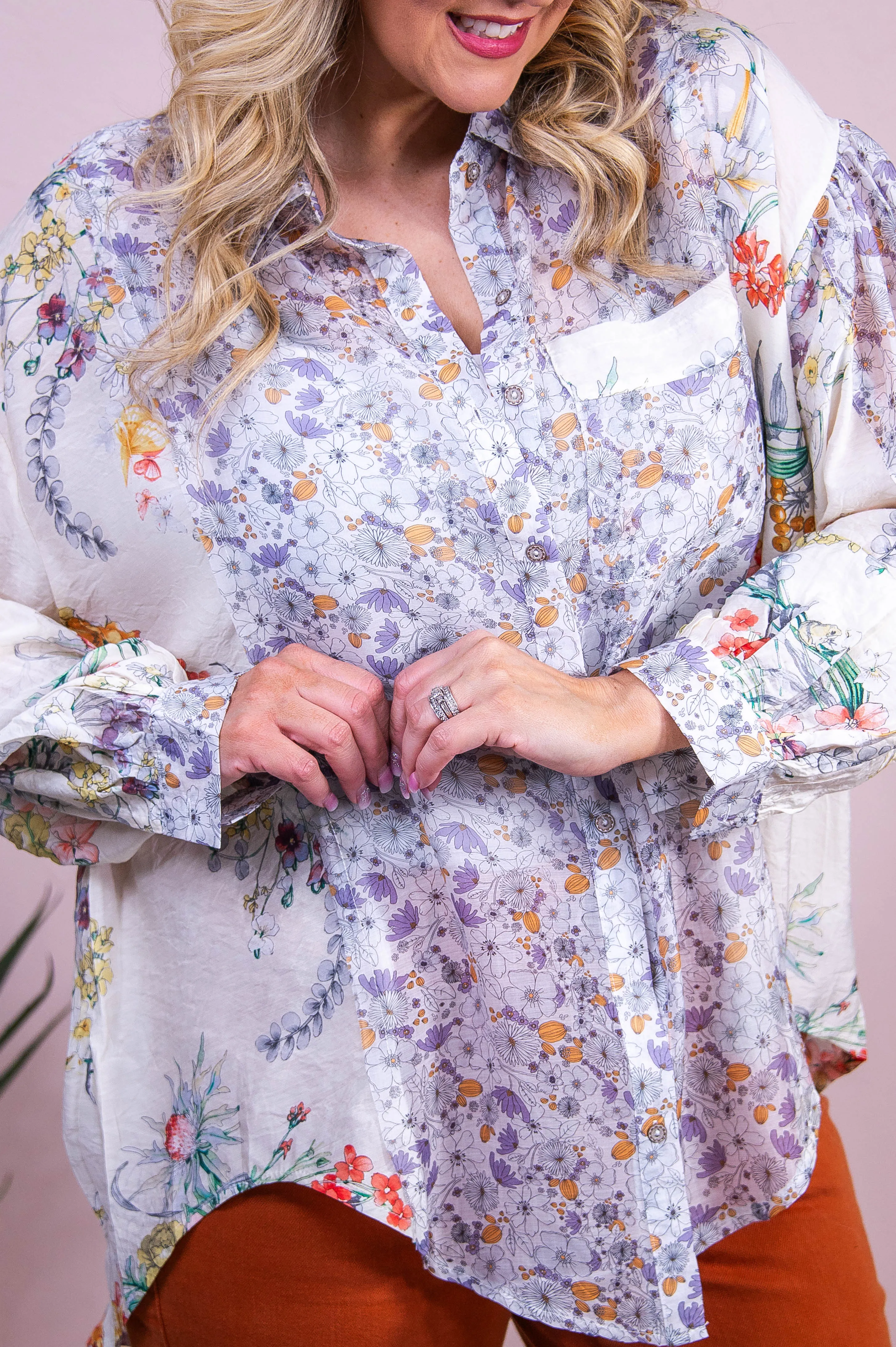 Gorgeous Girly Lavender/Multi Color Floral Top - T10301LV