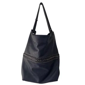 Hobo Shoulder Bag Faux Leather Navy