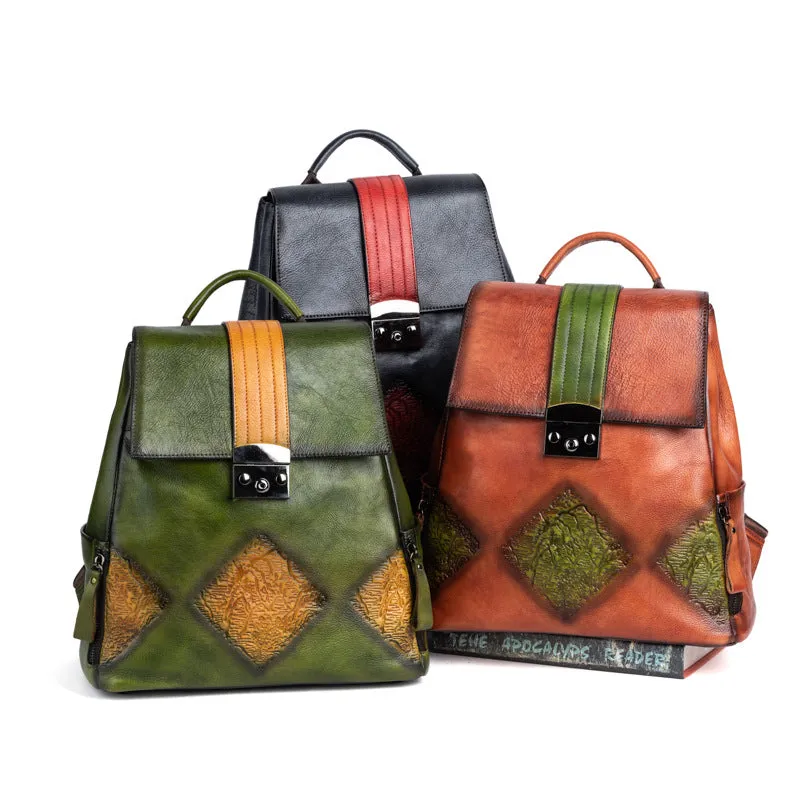 Ladies Leather Rucksack Boho Backpack Purse For Women