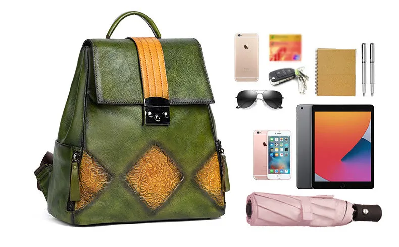 Ladies Leather Rucksack Boho Backpack Purse For Women