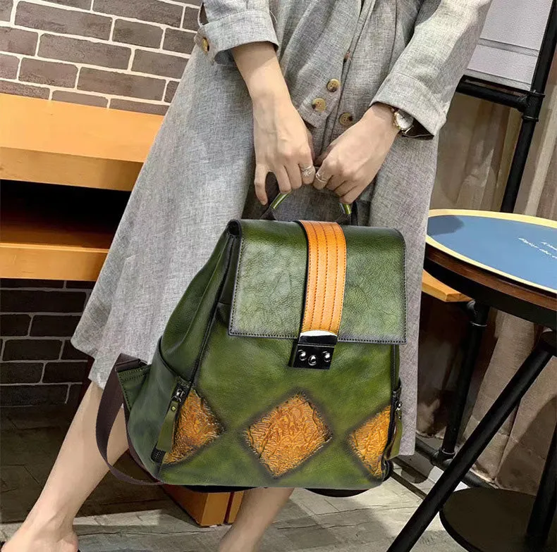 Ladies Leather Rucksack Boho Backpack Purse For Women
