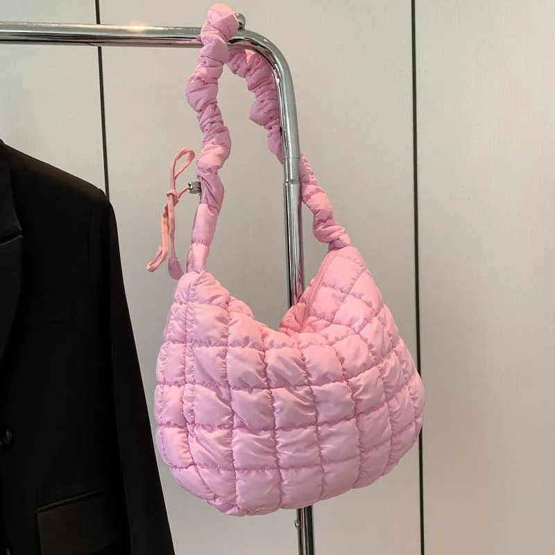 Ladies Puffer Cloud Bag Shoulder Bag Plaid SKAB009