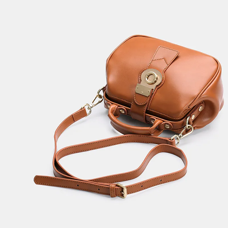 Leather Female Doctors Bag Purse Vintage Leather Crossbody Handbags for Women