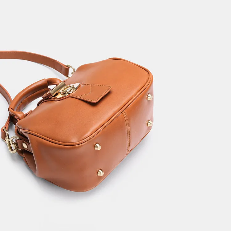 Leather Female Doctors Bag Purse Vintage Leather Crossbody Handbags for Women