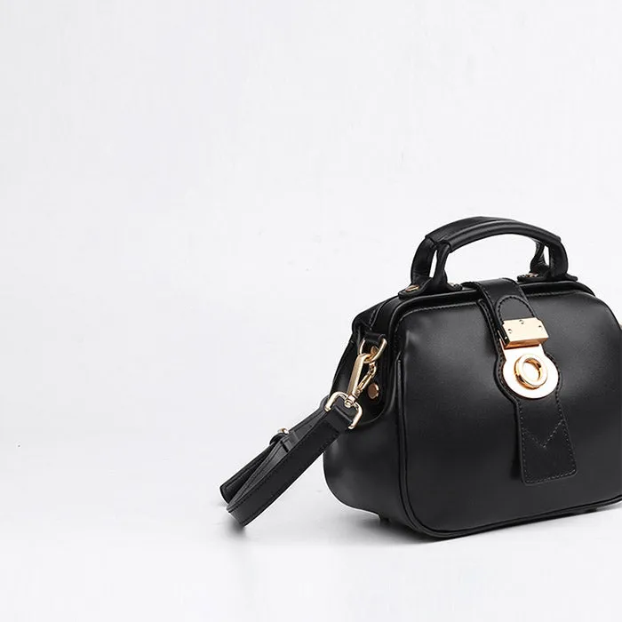 Leather Female Doctors Bag Purse Vintage Leather Crossbody Handbags for Women