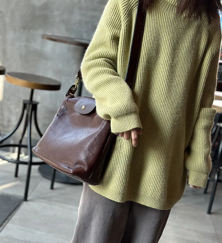 Medium Womens Leather Over The Shoulder Bag Genuine Leather Crossbody Purse