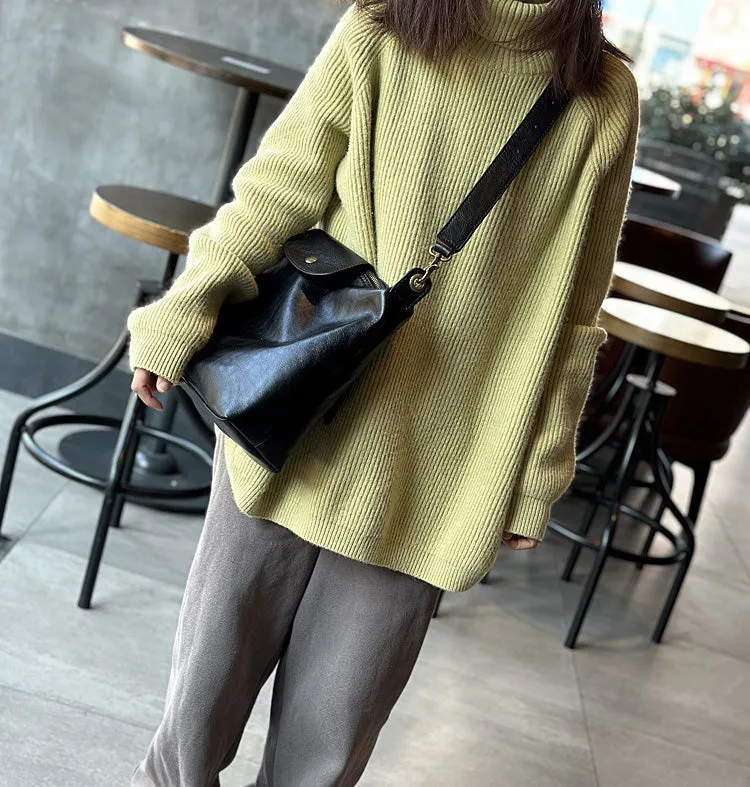 Medium Womens Leather Over The Shoulder Bag Genuine Leather Crossbody Purse